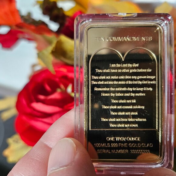 New 10 Commandments 24K Gold Plated Souvenir Gift Bar - Picture 2 of 4